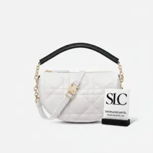 Small White Quilted Lambskin Vibe Hobo Shoulder Bag M7200
