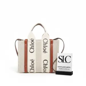 Small Woody Canvas Tote Bag with Leather Trim N7666