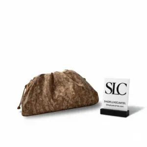 Soft Gathered Frame Clutch in Calfskin Polyester Leather 570927