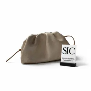 Soft Gathered Pouch 20 Clutch in Beige Craquele Leather 570927