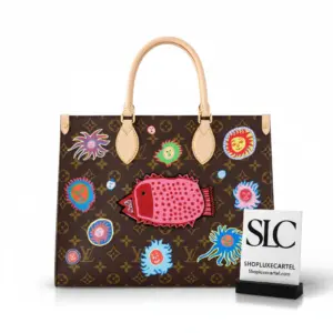 Spacious Canvas Tote Bag with Faces Print and Embroidery M46429