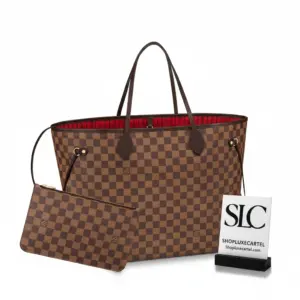 Spacious Checkered Canvas Neverfull GM Large Tote Bag N41357