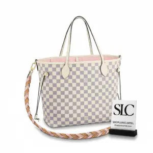 Spacious Checkered Print Shoulder Tote Bag MM N45295 Pink