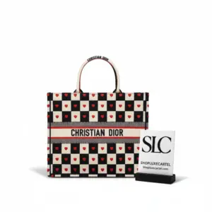 Spacious D-Chess Heart Embroidery Top Handle Book Tote M1286