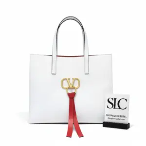 Spacious Leather Shopping Tote with V-Ring Hardware A0090