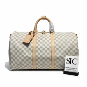 Spacious Monogram Print Duffle Travel Bag with Shoulder Strap N41427