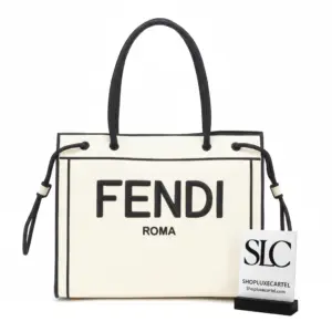 Spacious Roma Logo Print Canvas Shopper Tote Bag 8BH379
