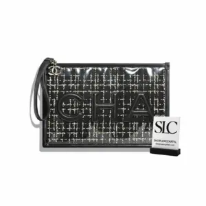 Spacious See-Through Logo Pouch in Tweed and PVC AP0360