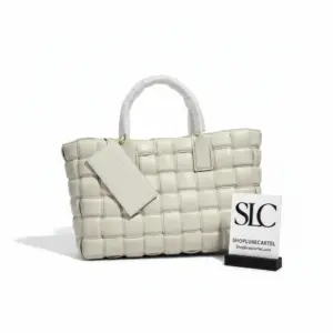 Spacious Woven Leather Shopper Style Travel Tote Bag 592122