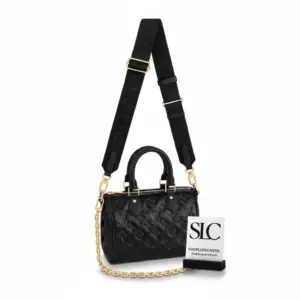 Speedy 22 Boston Bag with Crossbody Strap in Black M58631