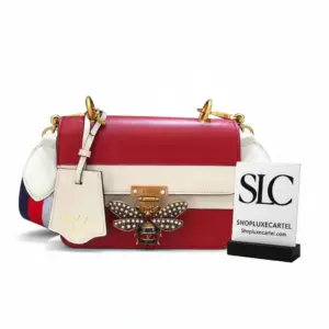 Striped Bee Embellished Top Handle Shoulder Bag 476542