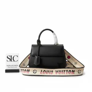 Structured Cluny Mini Top Handle Bag in Black Epi Leather M58931