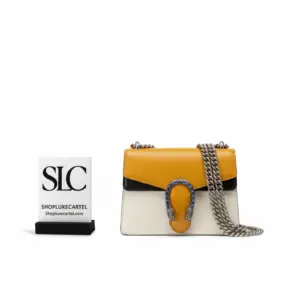 Structured Dionysus Mini Shoulder Bag Orange White Leather 421970