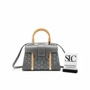 Structured Mini Top Handle Bag with Wooden Detail 415499