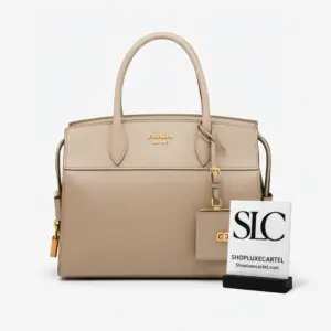 Structured Top Handle Saffiano Leather Tote Bag 1BA046