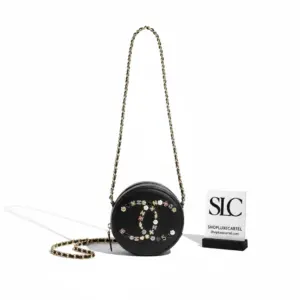 Studded Detail Quilted Round Crossbody Shoulder Bag AS1180