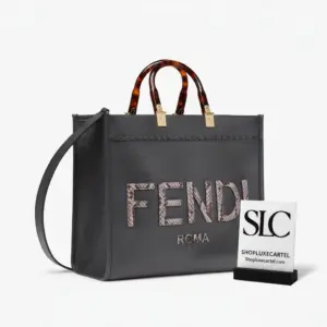 Sunshine Medium Python Embossed Shopper Tote in Dark Grey 8BH386