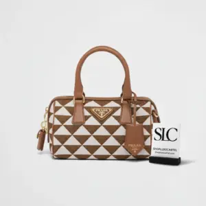 Symbole Embroidered Fabric Triangle Logo Top-Handle Bag 1BB846