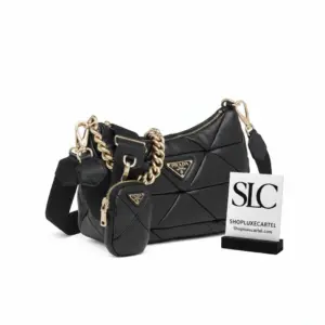System Patchwork Shoulder Bag in Soft Lambskin Leather 1BC157