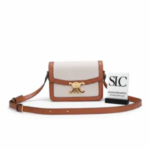 Teen Flap Crossbody Bag in Textile and Natural Calfskin 188882
