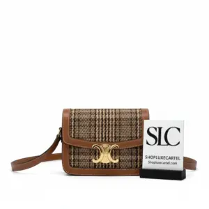 Teen Triomphe Flap Shoulder Bag in Textile and Calfskin 188882