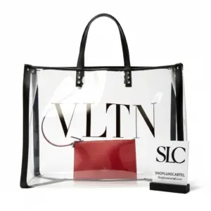 Transparent PVC Top Handle Tote Bag with Leather Trim 9008