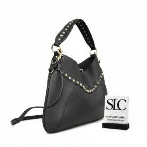 Twinkle Studded Small Crescent Leather Hobo Shoulder Bag 2095
