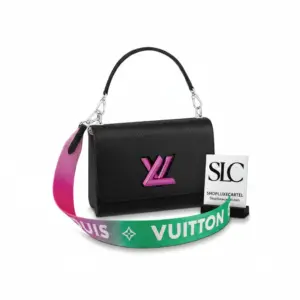 Twist Lock Epi Leather Chain Shoulder Bag Black M59416