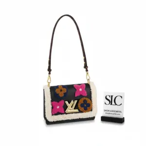 Twist MM Shoulder Bag in Plush Leather and Shearling M56976