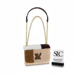 Twist MM Shoulder Bag in Shearling and Textured Leather M55450