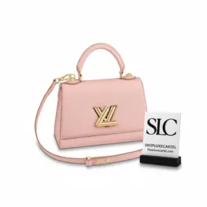 Twist PM Top Handle Bag in Champagne Metallic Leather M59236