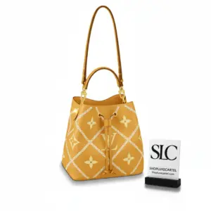 Two-Tone Drawstring Bucket Bag Neonoe MM Arizona Brown M46029