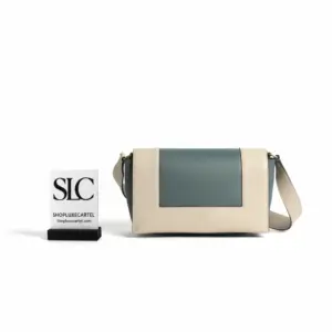 Two-Tone Frame Medium Leather Crossbody Shoulder Bag 180263