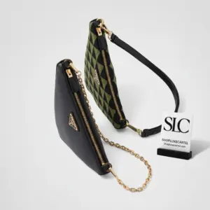 Two-Tone Leather and Fabric Symbole Mini Top Handle Bag 1BC176