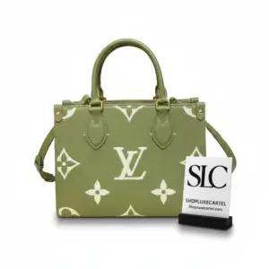 Two-Tone Monogram Print Tote Bag in Kaki Creme M46647