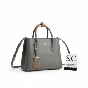 Two-Tone Saffiano Leather Double Compartment Tote Bag 1BG775