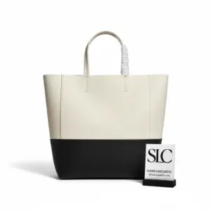 Two-Tone Small Cabas Shopper in Grained Calfskin 189813