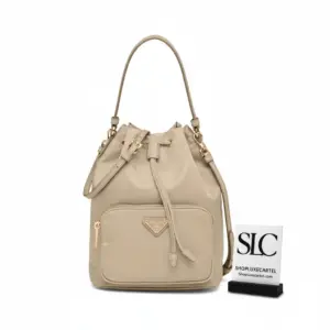 Versatile Drawstring Pouch Style Leather Bucket Bag 1BH038