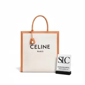 Vertical Cabas Tote Bag in Printed Canvas with Calfskin 190402