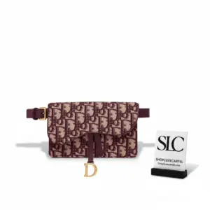 Vintage-Inspired Oblique Print Saddle Style Convertible Belt Bag S5619