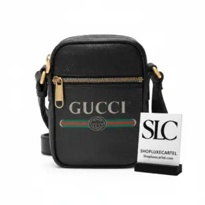 Vintage Logo Print Leather Crossbody Camera Bag 574803