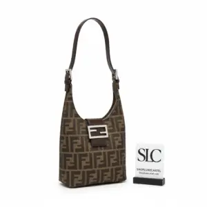 Vintage Monogram Print Flap Canvas Shoulder Bag H015