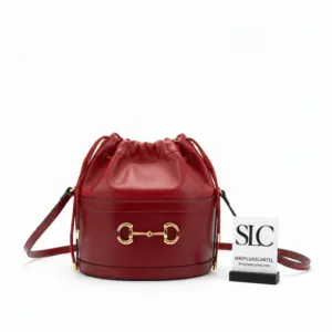 Vintage Style 1955 Horsebit Bucket Shoulder Bag Red 602118