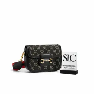 Vintage Style Horsebit 1955 Black Denim Mini Bag 658574