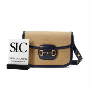 Vintage Style Horsebit 1955 Small Shoulder Bag Beige Canvas 602204