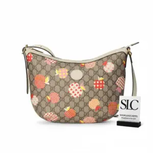Web Stripe Apple Print Small Monogram Camera Bag 598125