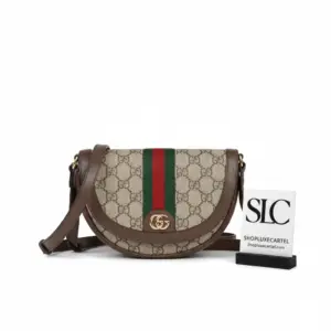 Web Stripe Monogram Print Mini Dome Shoulder Bag