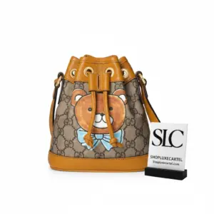 Web Stripe Monogram Print Ophidia Mini Bucket Bag