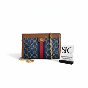 Web Stripe Small Dome Shoulder Bag in Blue Denim 503877