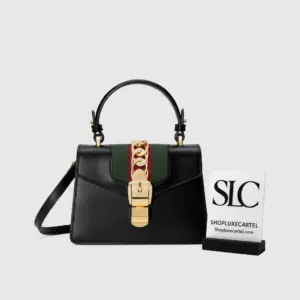 Web Stripe Sylvie Mini Leather Top Handle Bag 470270